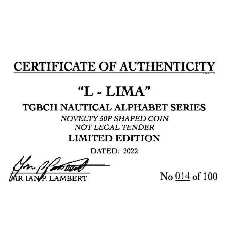 RARE ORIGINAL L-LIMA NAUTICAL ALPHABET SERIES WITH COA OF 100