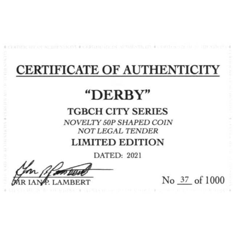 RARE ORIGINAL DERBY, TGBCH CITY SERIES WITH COA OF 1000