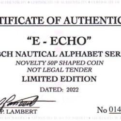 RARE ORIGINAL E-ECHO  NAUTICAL ALPHABET SERIES WITH COA OF 100