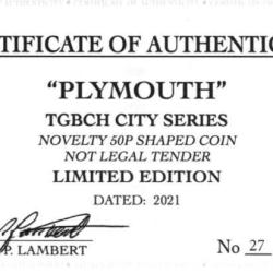 RARE ORIGINAL PLYMOUTH, TGBCH CITY SERIES WITH COA OF 1000