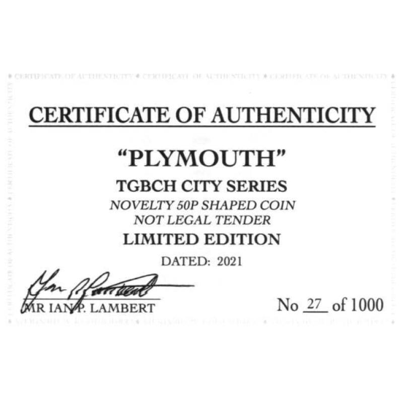 RARE ORIGINAL PLYMOUTH, TGBCH CITY SERIES WITH COA OF 1000