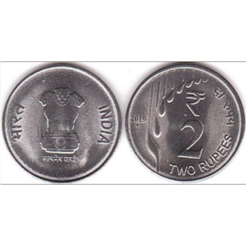 India 2 Two Rupee Rupees 2019 Grains Circulated Condition Indian Territory Asia