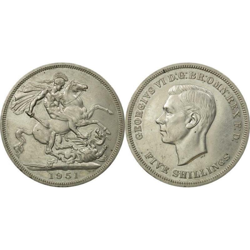 1951 Festival Of Britain King George 6th 25p Five Shillings Crown Circulated