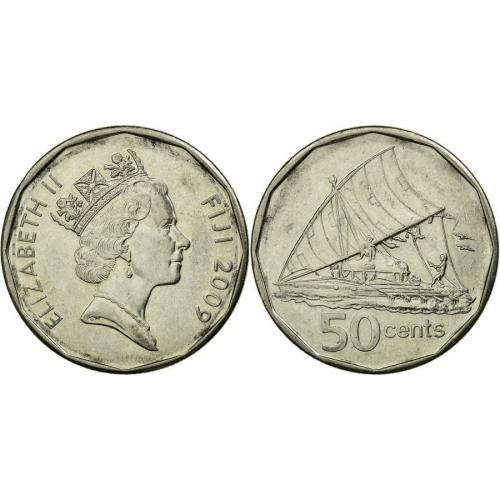 Fiji 50c Cent Coin Date 2009 Circulated VAT Receipt Given