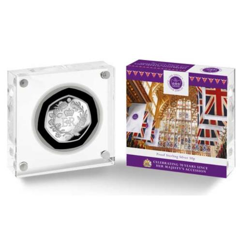 British Antarctic 2022 Platinum Jubilee of Queen Elizabeth 50p Silver Proof