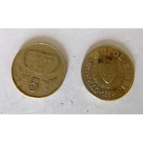 2001 Cyprus 5 Cent Five Cents Cyprus Coat Of Arms Circulated Condition