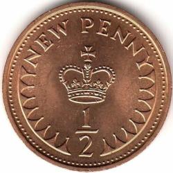 1980 Uncirculated Queen Elizabeth 2nd Decimal New Half Penny 1/2d VAT Receipt 