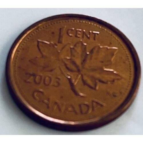 Canada 1 Cent 2003 Maple Leaf Circulated Coin 4th Portrait P Stamp Magnetic