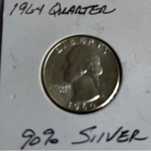 1964 USA George Washington Quarter Dollar  Uncirculated 90% Silver x 1 Coin