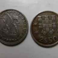 Portugal 1978 2.5 Escudos Two and a Half 2/12  Coins Sailing Ship and Shields