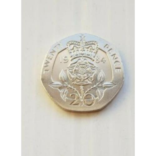20p 1984 Queen Elizabeth 2nd Tudor Rose Very Good Condition VAT Receipt Given