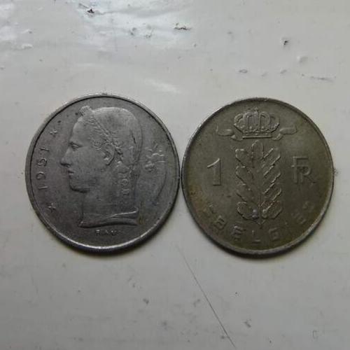 1957 Belgium 1 Franc Circulated Condition VAT Receipt Given