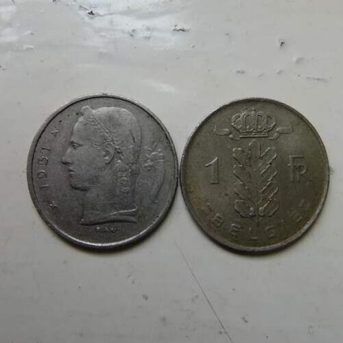 1976 Belgium 1 Franc Circulated Condition VAT Receipt Given