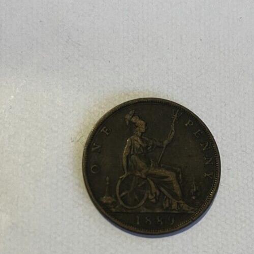 1889 Bun Head Queen Victoria Penny 1d Circulated History Coin Victorian VGC