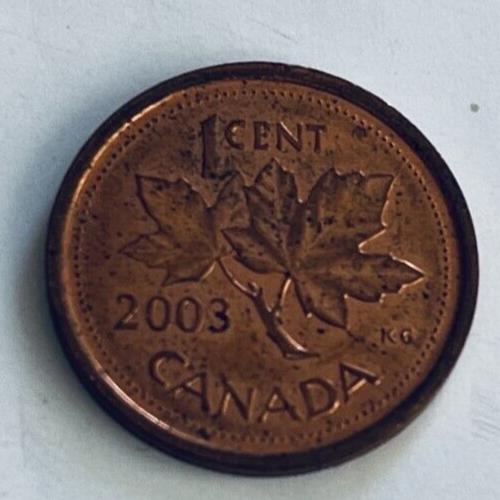 Canada 1 Cent 2003 Maple Leaf Circulated Coin 4th Portrait No Stamp