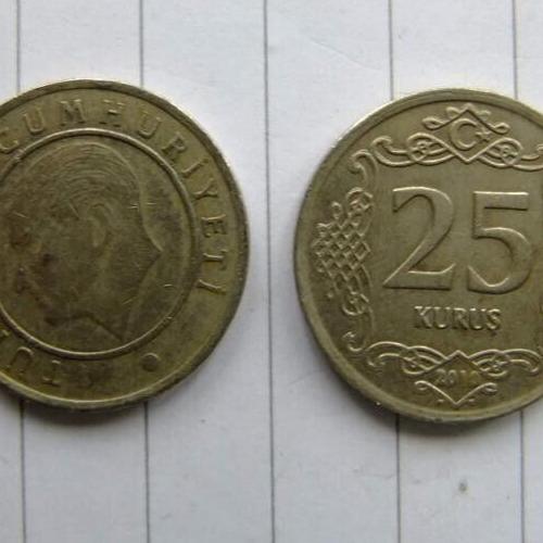 25 Kurus 2020 Turkey Turkish Coins Kufic Calligraphic Good Circulated Condition