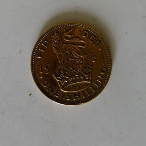 UK One Shilling 1951 Circulated Vat Receipt Given Pre Decimal George 6th