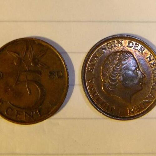 Netherlands 1952 Five Cents 5c Coin Orange Branch Circulated Condition