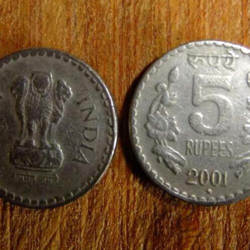 India 5 Five Rupee Rupees Date 2000 Circulated Condition Indian Territory Asia