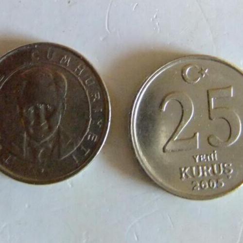2008 Turkey 25 Kurus Turkish Bust Of Atatürk Coin Circulated Condition