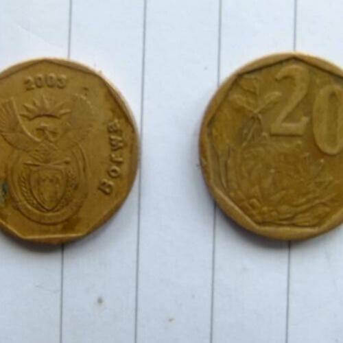 South Africa 20 Cents 2006 Protea Flower Circulated Condition VAT Receipt Given