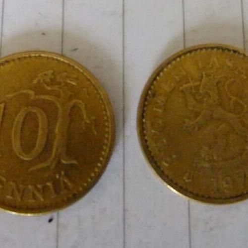 1972 Finland 10 Pennia Circulated Condition VAT Receipt Given