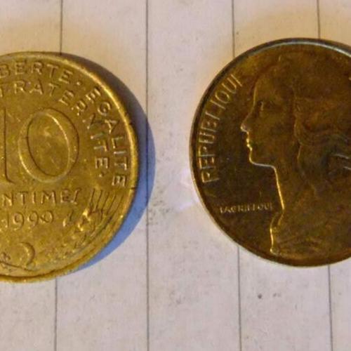 1990 France 10 Centimes French Circulated Condition VAT Receipt Given