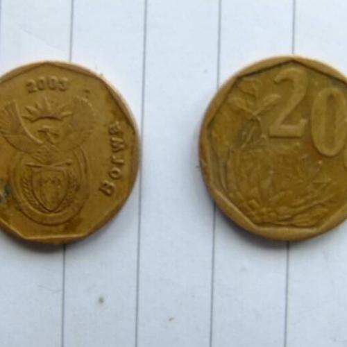 South Africa 20 Cents 2013 Protea Flower Circulated Condition VAT Receipt Given