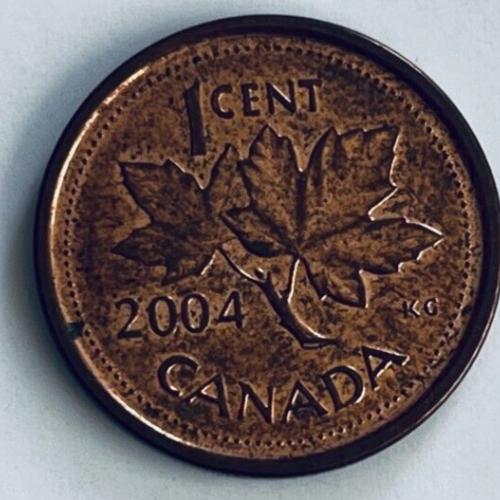 Canada 1 Cent 2004 Circulated Coin 4th Portrait P Stamp