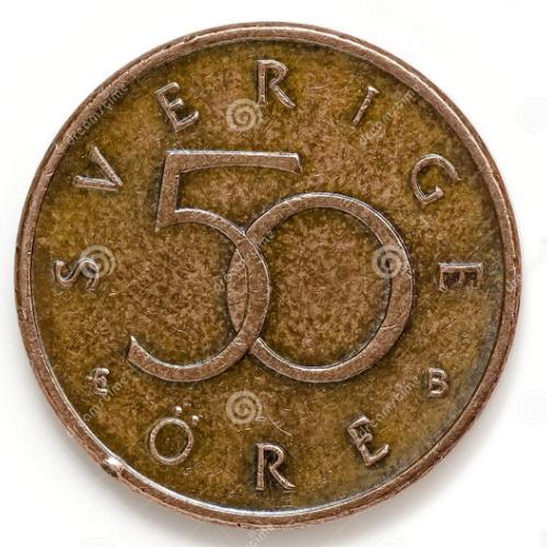 2005 Sweden 50 Ore Three Crowns Circulated Condition Coin