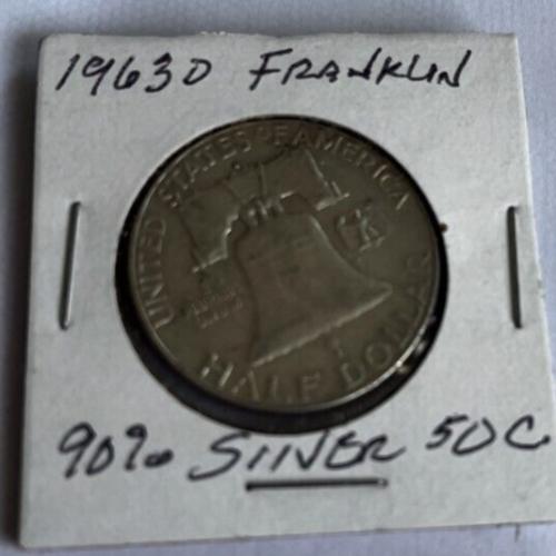 1963 USA Franklin 50 Cent  90% Silver Excellent Condition  x 1 Coin