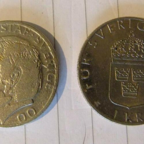 Sweden 1 Krona 1990 Carl XVI Gustaf Circulated Condition Coin