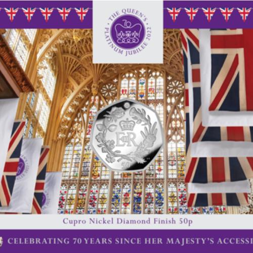 British Antarctic 2022 Platinum Jubilee of Queen Elizabeth 50p Cupro Nickel Diam