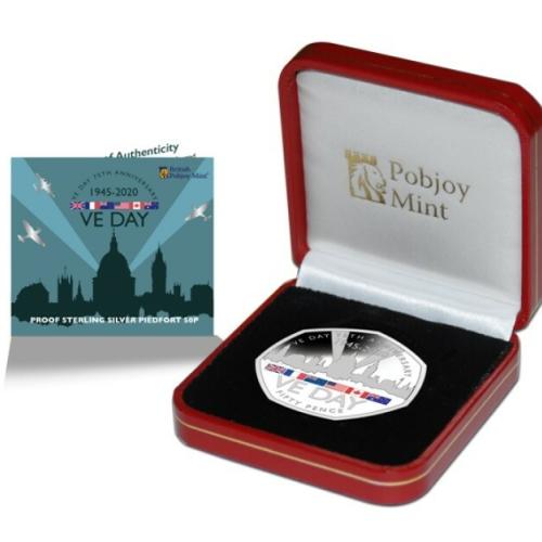 Gibraltar 2020 75th Anniversary of VE Day 50p Coloured Piedfort Silver Proof