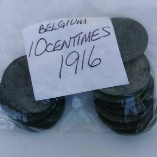 1916 Belgium 10 Centimes Circulated Condition VAT Receipt Given