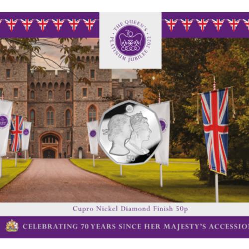 Double Portrait Platinum Jubilee of QEII Falkland Islands 2022 50p Fifty Pence