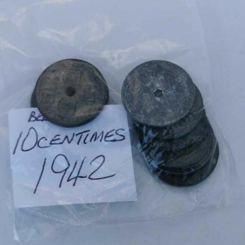 1942 Belgium 10 Centimes Circulated Condition VAT Receipt Given