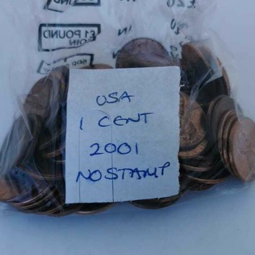 2001 USA 1 Cent No Stamp One Cent Lincoln Memorial Circulated Condition