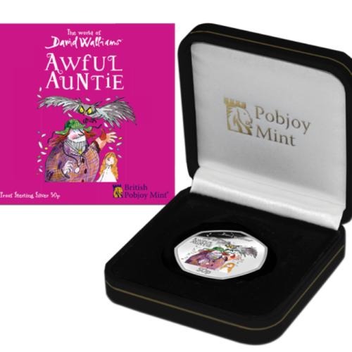 Gibraltar 2022 World Of David Walliams Awful Auntie 50p Silver Proof