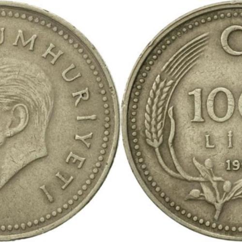 1995 Turkey 1000 Lira Oat SprigsTurkish Coins Good Circulated Condition