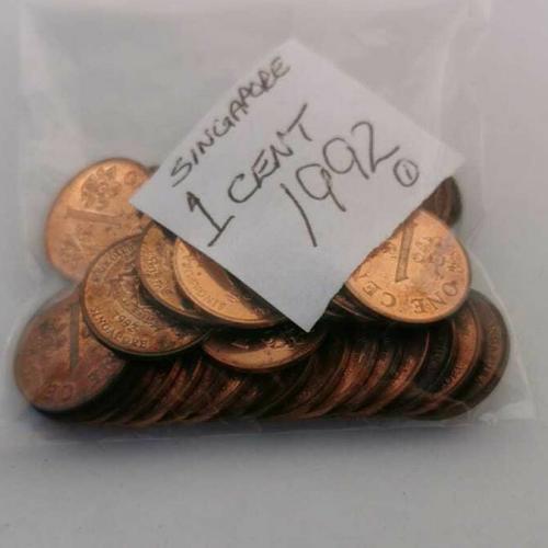 Singapore 1 Cent 1992 Circulated Condition VAT Receipt Given