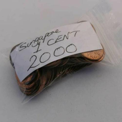 Singapore 1 Cent 2000 Circulated Condition VAT Receipt Given