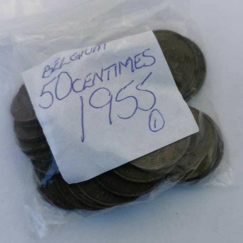 1955 Belgium 50 Centimes Circulated Condition VAT Receipt Given