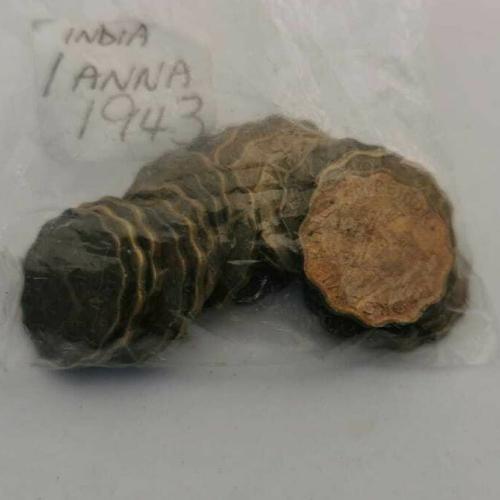 India 1 Anna 1943 Circulated Condition VAT Receipt Given