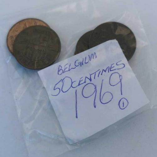 1969 Belgium 50 Centimes Circulated Condition VAT Receipt Given