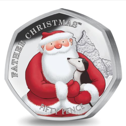 BIOT 2021 Father Christmas 50p Coloured Piedfort Silver Proof