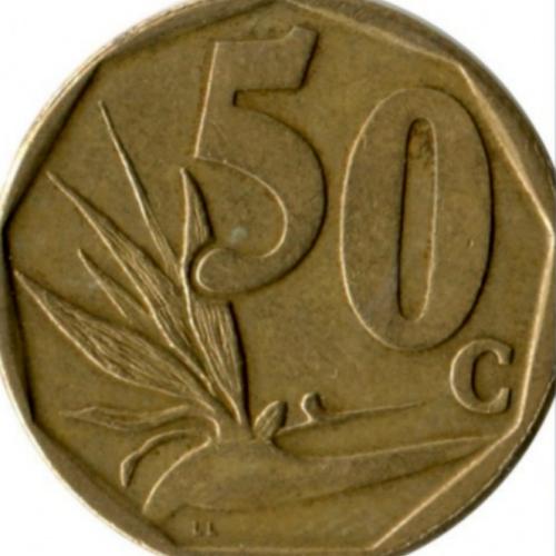 South Africa 50 Cents 1998 Circulated Condition Bird Of Paradise Flower VAT Rece