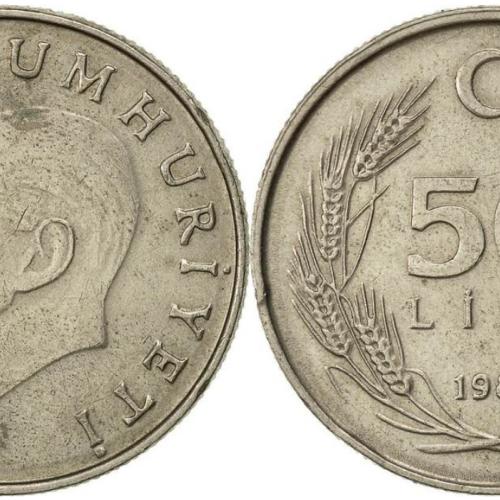 1985 Turkey 50 Lira Turkish Coins Good Circulated Condition