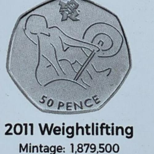 2011 Olympic Weightlifting 50p Coin Insert Space Filler Place Holder Inc Mintag