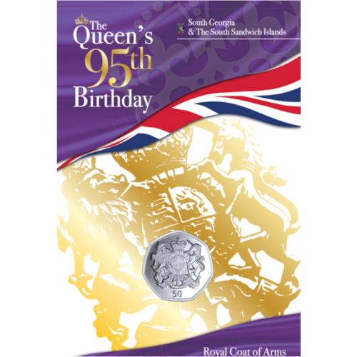Georgia & Sandwich 2021 Queens 95th Birthday Royal Coat Of Arms 50p Coloured